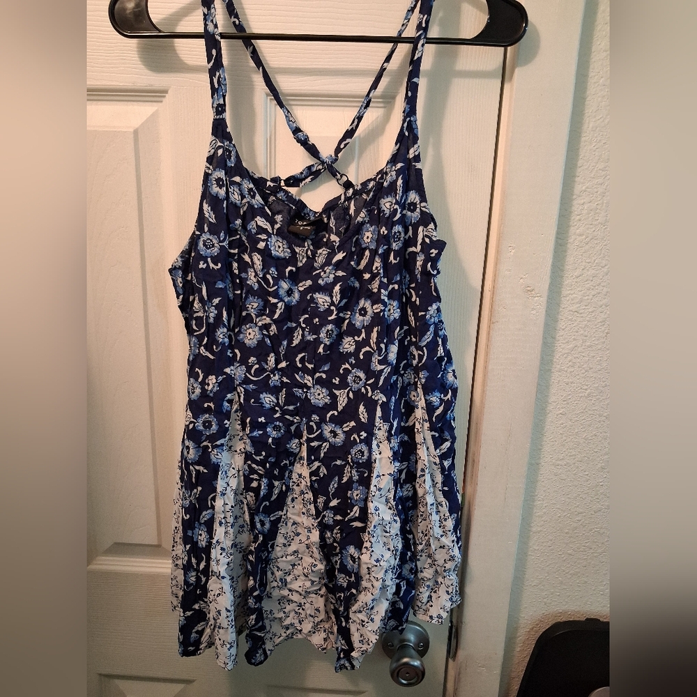 torrid Navy and Light Blue Floral Top